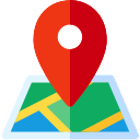 A Google Maps pin and map graphic